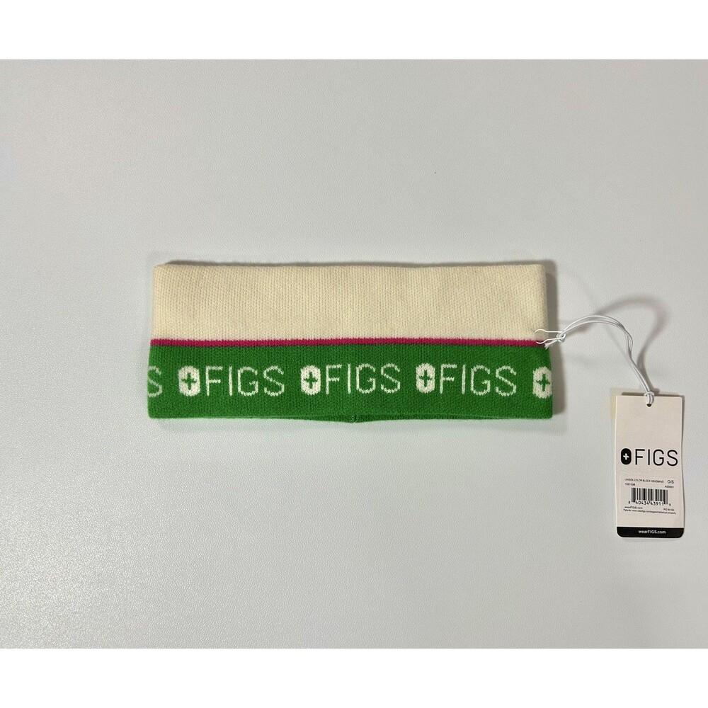 Figs Wool Color Block White Green Pink Headband Unisex NWT - Picture 2 of 9